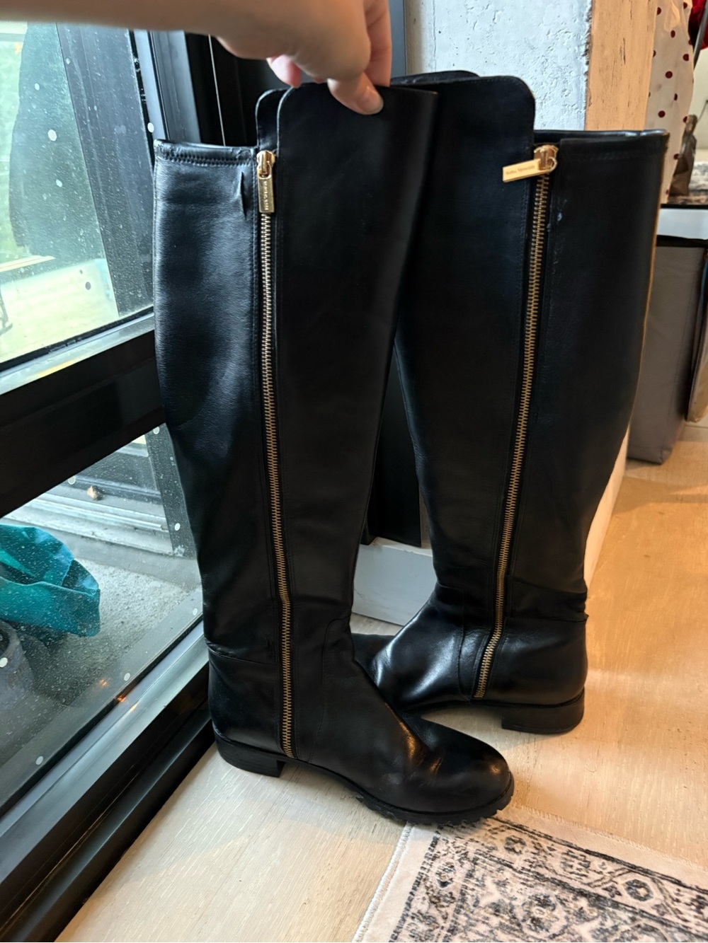 Michael Kors Black Leather Tall Riding Boots - Picture 2 of 3